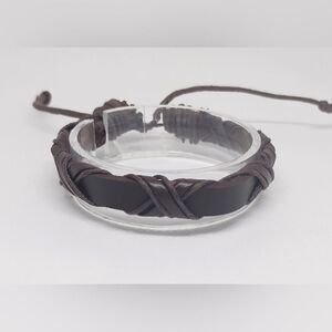Men's leather bracelet braided brown‎ new e11